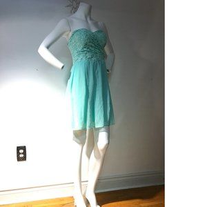 NWT Le Chateau Floral mint green cocktail prom wedding dress chiffon lace